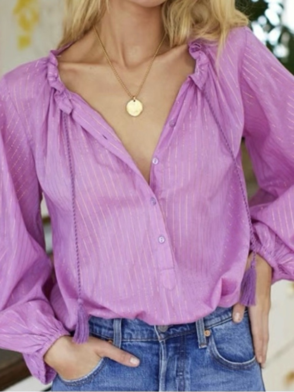 Emerson Fry India Collection 100% cotton blouse size medium